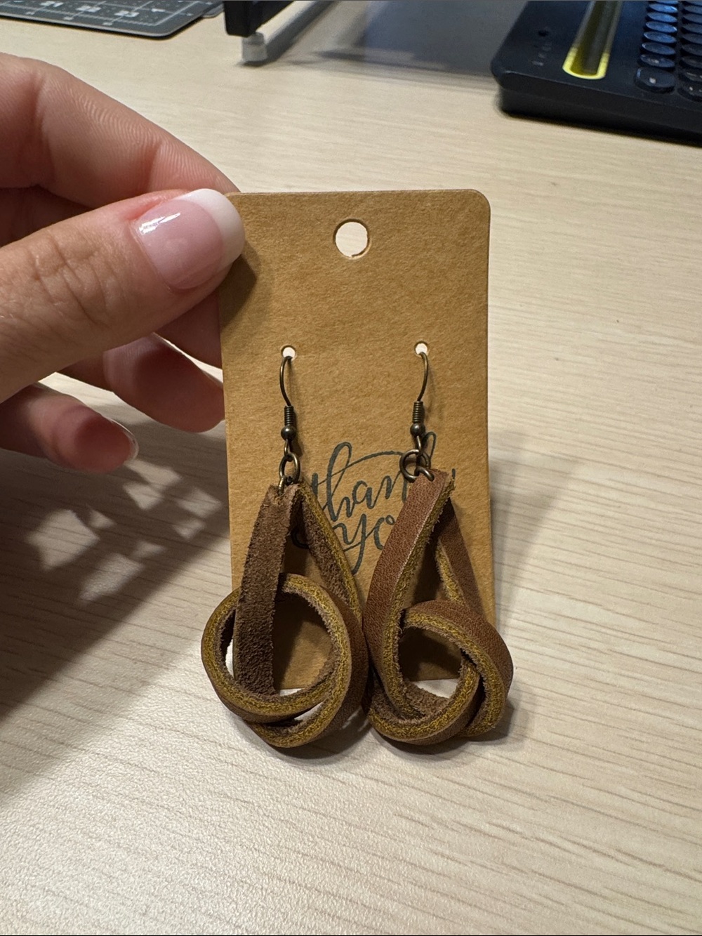 Hand Crafted Brown Suede Loop Earrings